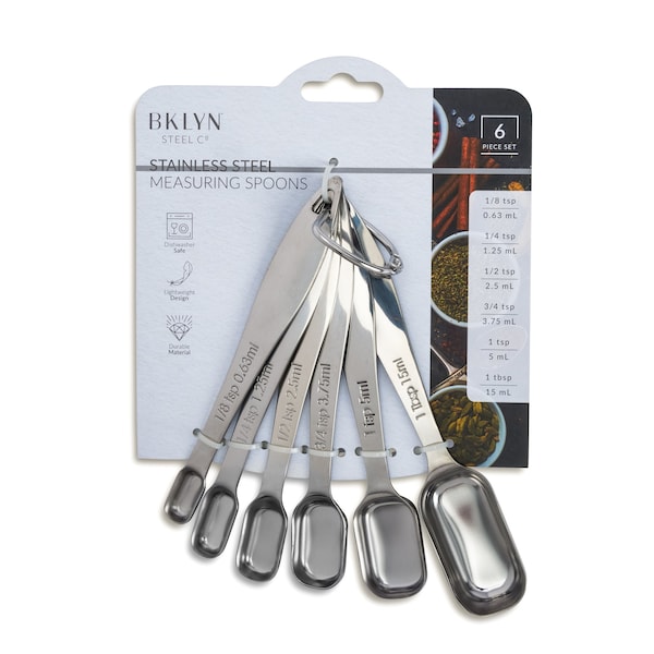 Bklyn Steel Co. 6pc Stainless Steel Measuring Spoons - 52168