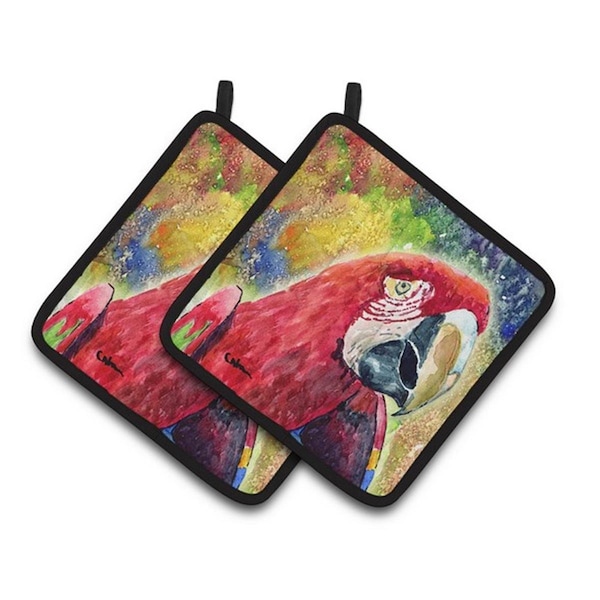 Carolines Treasures Bird - Parrot Pair of Pot Holders, 7.5 x 3 x 7.5 in. - 8607PTHD