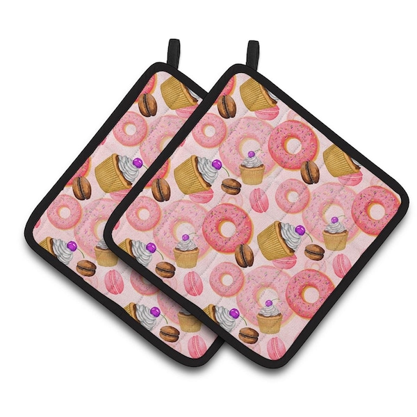 Carolines Treasures Watercolor Sweet Pastries Pair of Pot Holders - BB7562PTHD