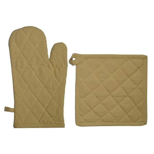 Dunroven House Dunroven House ORK104MP-D Quilted Oven Mitt & Potholder Set; Dijon - ORK104MP-D