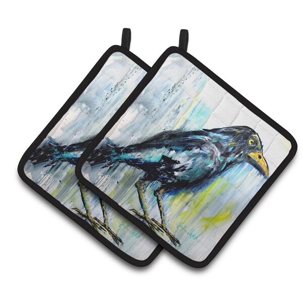 Carolines Treasures Burnt Corn Raven Pair of Pot Holders - MW1318PTHD