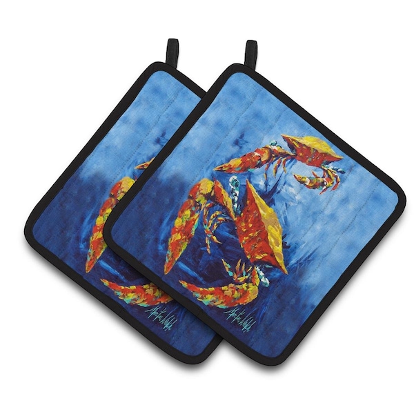 Carolines Treasures Crab Puddle O Two Pair of Pot Holders - MW1345PTHD