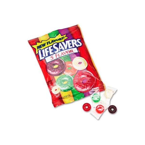 Empresa Wrigley Life Savers® Hard Candy, Surtido, Envueltos Individualmente, Bolsa de 6.25 oz. - LFS88501