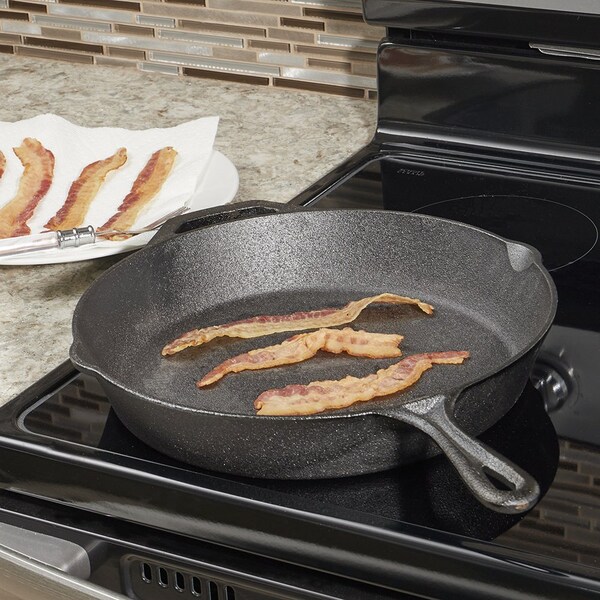 Home Basics 12inch PreSeasoned Cast Iron Skillet with Pour Spouts - CS37973