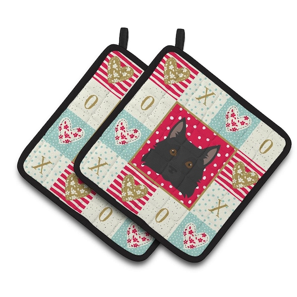 Carolines Treasures 7.5 x 7.5 in. Schipperke Love Pair of Pot Holders - CK5236PTHD