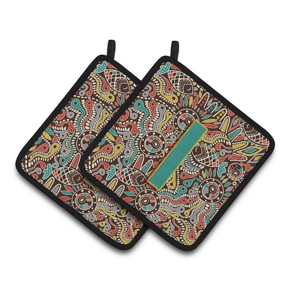 Carolines Treasures Letter I Retro Tribal Alphabet Initial Pair of Pot Holders, 7.5 x 3 x 7.5 in. - CJ2013-IPTHD