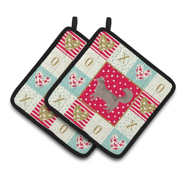 Carolines Treasures 7.5 x 7.5 in. Somali No.2 Cat Love Pair of Pot Holders - CK5717PTHD