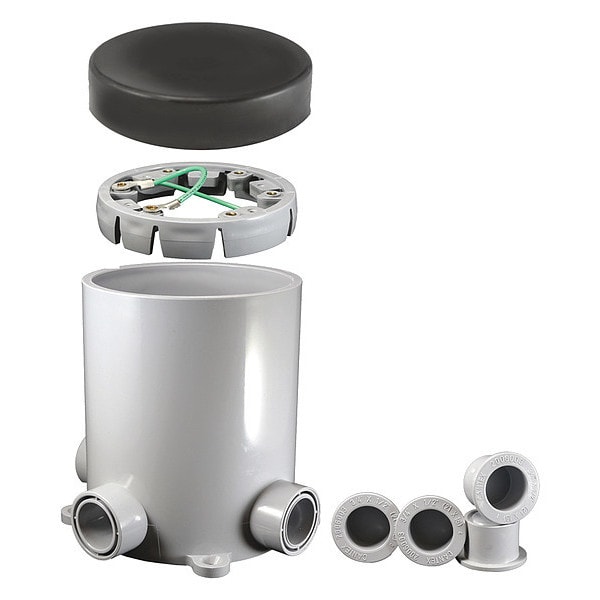 Cantex Electrical Box, 90 cu in, Floor Box Type, 1 Gang, PVC, Round Shape - 5133760