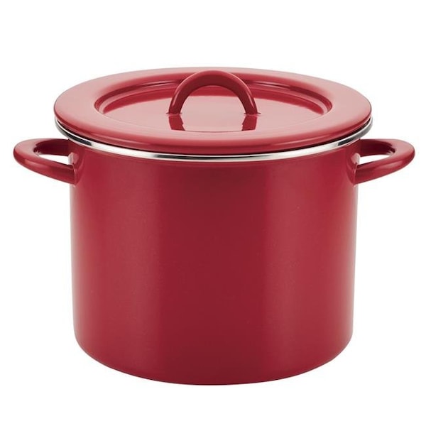 Rachael Ray Rachael Ray 47626 12 qt. Create Delicious Enamel on Steel Stockpot - Red Shimmer - 47626