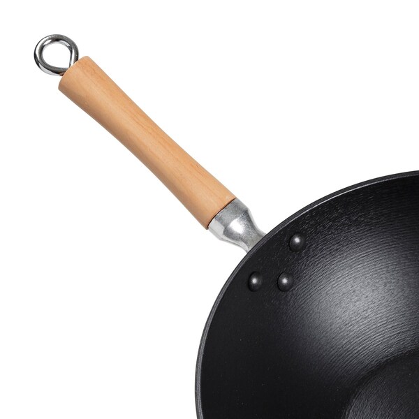 Joyce Chen Professional Series Cast Iron Wok with Maple Handles, 14-In. - J23-0001