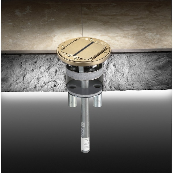 Hubbell Wiring Device-Kellems Poke-Through Box, 91.2 cu in, Wiring Box Type, 1 Gang, Steel, Round Shape - S1PT4X4FIT