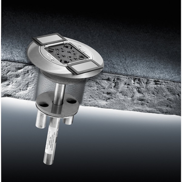 Hubbell Wiring Device-Kellems Poke-Through Box, 91.2 cu in, Wiring Box Type, 1 Gang, Steel, Round Shape - S1PT4X4FIT