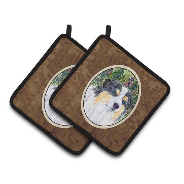 Carolines Treasures Australian Shepherd Pair of Pot Holders, 7.5 x 3 x 7.5 in. - SS8821PTHD
