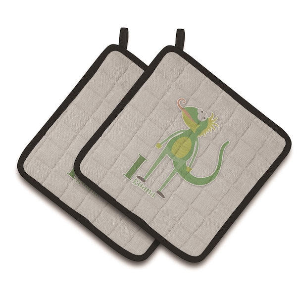 Carolines Treasures Alphabet I For Iguana Pair of Pot Holders - BB5734PTHD