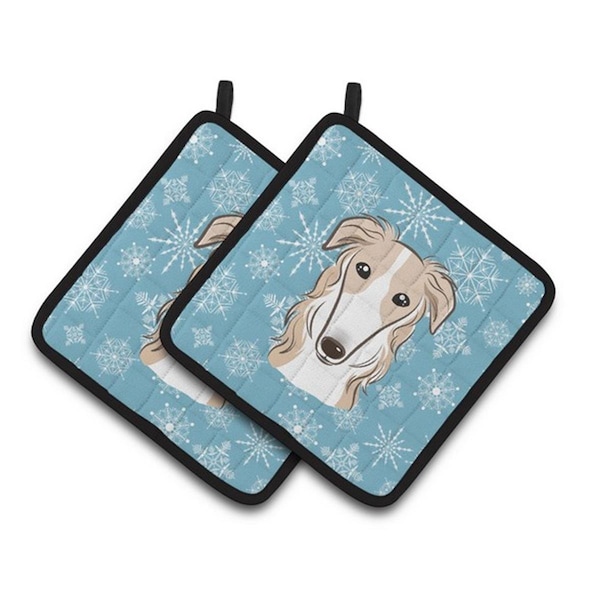 Carolines Treasures Snowflake Borzoi Pair of Pot Holders, 7.5 x 3 x 7.5 in. - BB1662PTHD