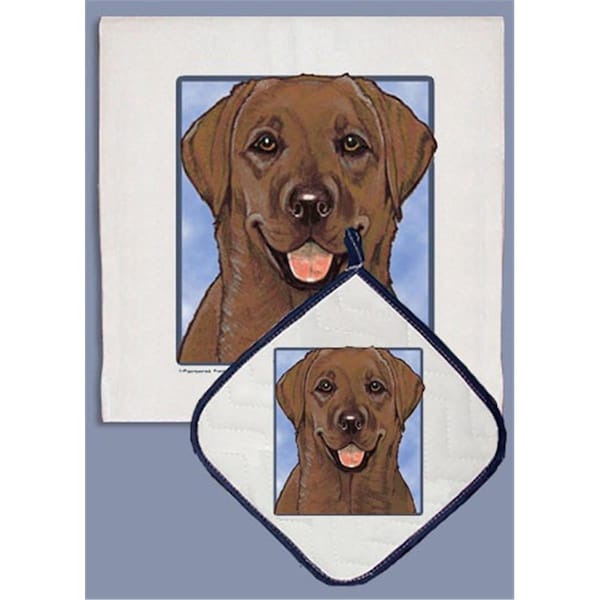 Bakebetter Labrador Chocolate Dish Towel And Pot Holder Set - BA2633841