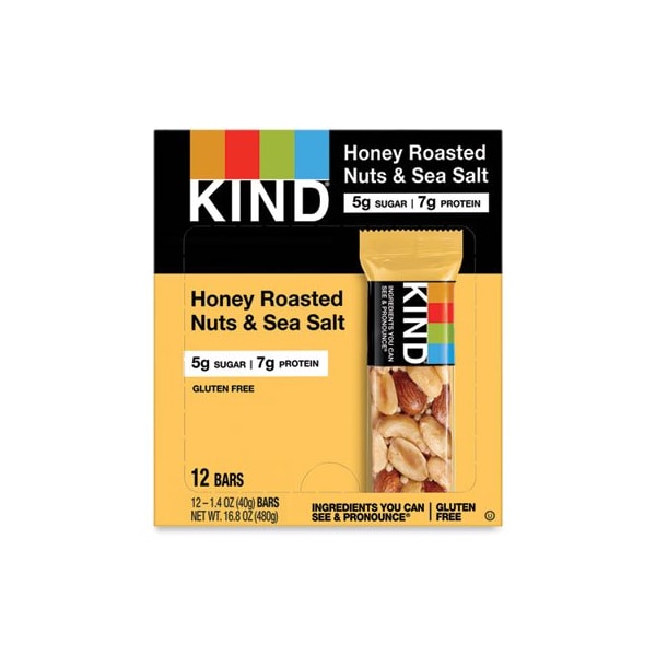 Barra KIND Nuts And Spices, Nueces Tostadas con Miel/Sal Marina, barra de 1.4 Oz, caja con 12 unidades - 19990