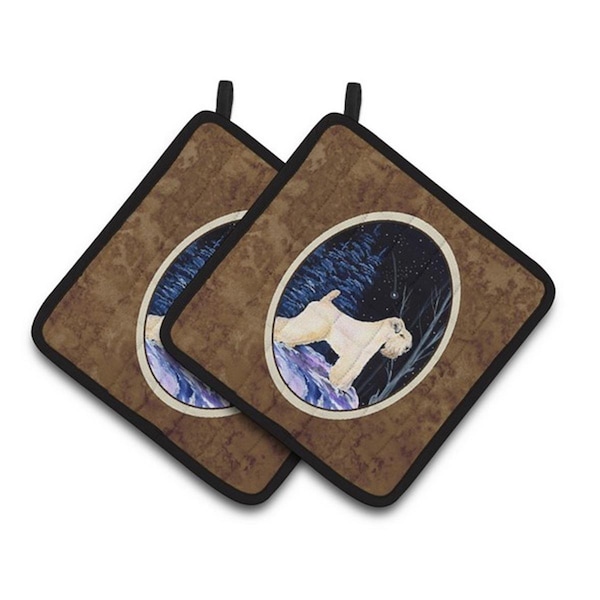 Carolines Treasures Starry Night Wheaten Terrier Soft Coated Pair of Pot Holders, 7.5 x 3 x 7.5 in. - SS8386PTHD