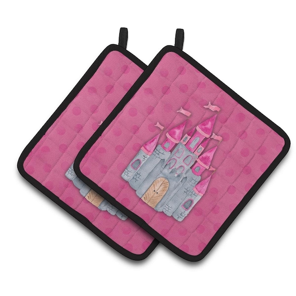 Carolines Treasures Princess Castle Watercolor Pair of Pot Holders - BB7405PTHD