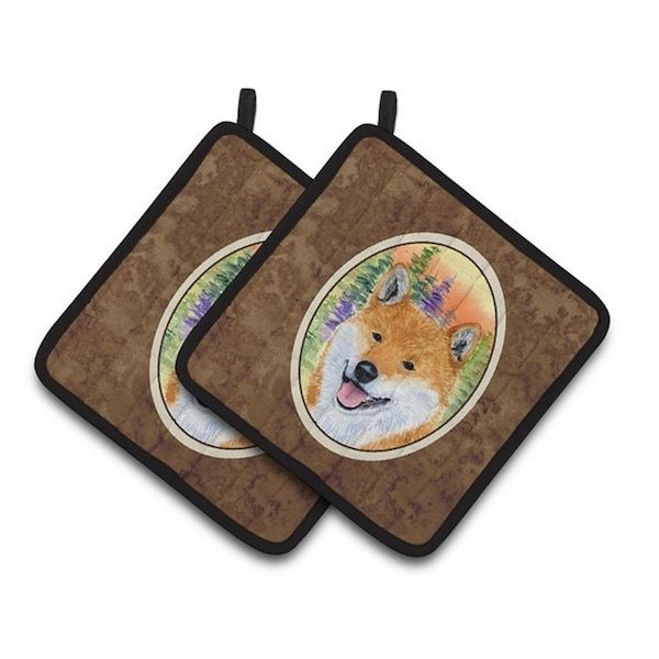 Carolines Treasures Shiba Inu Pair of Pot Holders, 7.5 x 3 x 7.5 in. - SS8234PTHD
