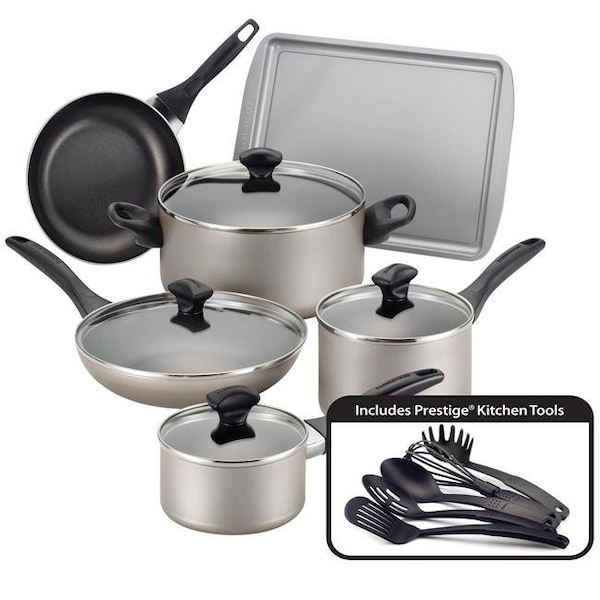 Farberware Farberware 21805 Dishwasher Safe Nonstick 15-Piece Cookware Set; Champagne - 21805