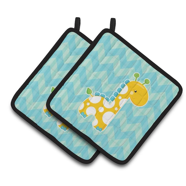 Carolines Treasures Boy Giraffe Pair of Pot Holders - BB6821PTHD