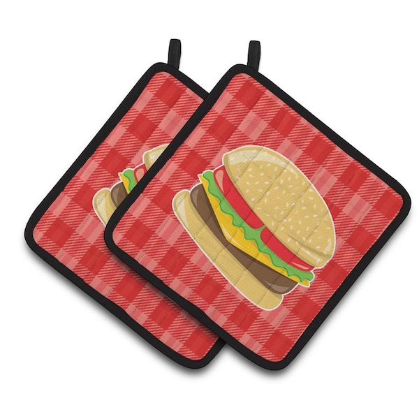 Carolines Treasures Carolines Treasures BB6812PTHD Hamburger Plaid Pair of Pot Holders - BB6812PTHD