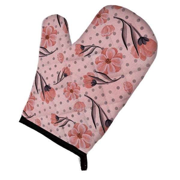 Carolines Treasures Pink Flowers and Polka Dots Oven Mitt - BB7499OVMT