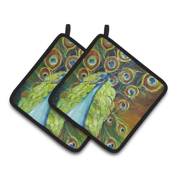 Carolines Treasures Carolines Treasures JMK1209PTHD Peacock Pair of Pot Holders; 7.5 x 3 x 7.5 in. - JMK1209PTHD