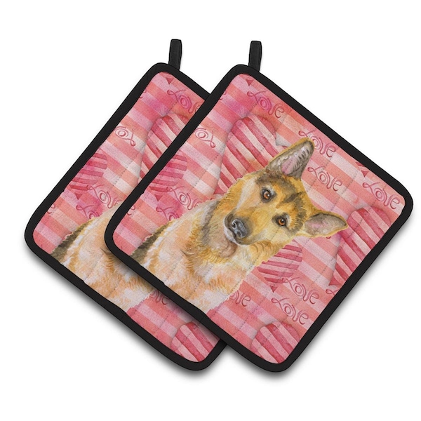 Carolines Treasures German Shepherd No 2 Love Pair of Pot Holders - BB9798PTHD