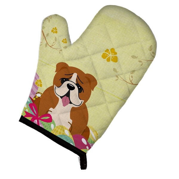 Carolines Treasures Easter Eggs English Bulldog Red & White Oven Mitt - BB6120OVMT