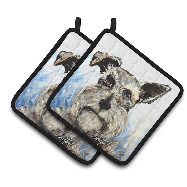 Carolines Treasures Schnauzer Whiter Beard Pair of Pot Holders - MW1358PTHD