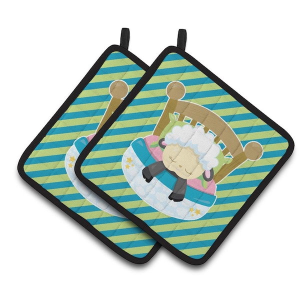Carolines Treasures Sheep in Bed Pair of Pot Holders - BB6876PTHD