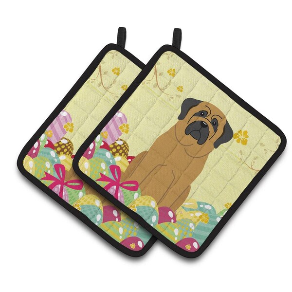 Carolines Treasures Easter Eggs Mastiff Pair of Pot Holders - BB6018PTHD