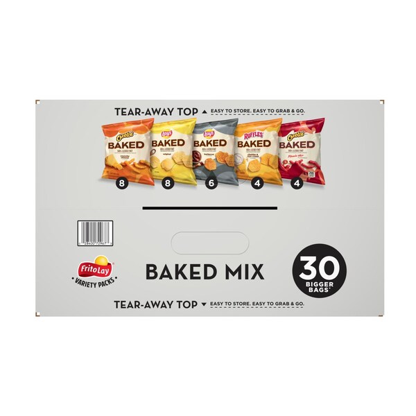Paquete variado horneado de Frito-Lay, Lay's Regular/Lay's BBQ/Cheetos/Ruffles Queso Cheddar y Crema Agria/Hot Cheetos, 60 piezas - 73172