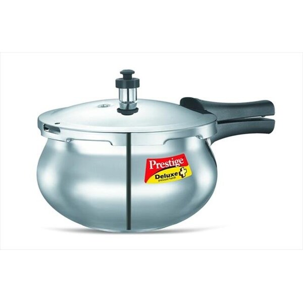 Prestige Prestige PRDAH2 Small Deluxe Plus New Flat Base Aluminum Pressure Handi for Gas and Induction Stove Silver - 2 Litres - PRDAH2
