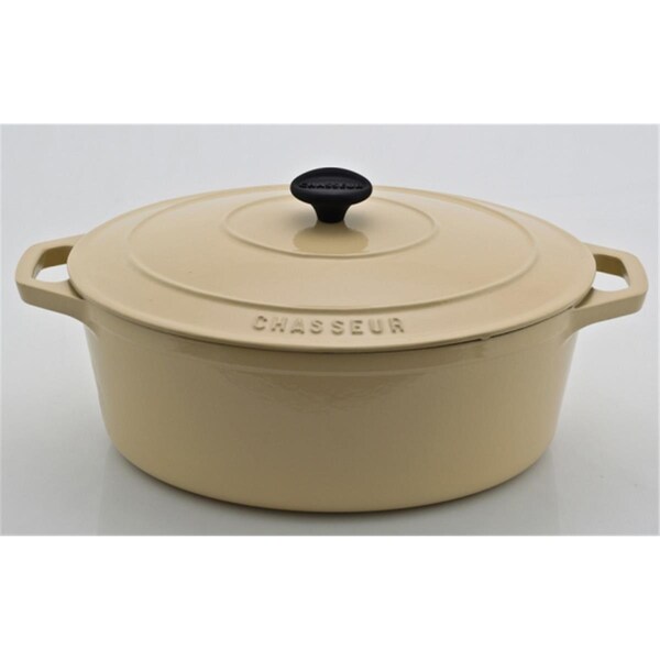 Sagetra Cast Iron Oval Pot Chasseur - Cream, 5.6 Litre - CH3731C