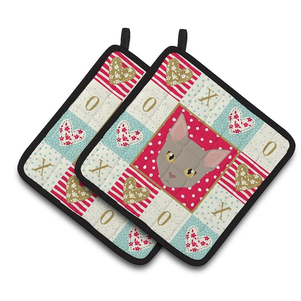 Carolines Treasures 7.5 x 7.5 in. Malayan Cat Love Pair of Pot Holders - CK5130PTHD