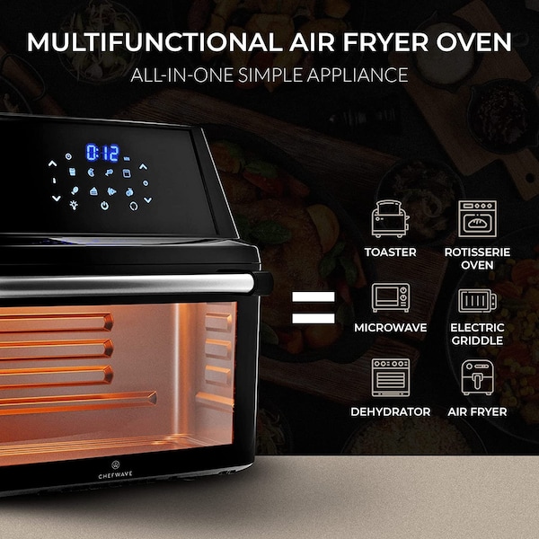 Chefwave Magma 16 Quart Air FryerOvenRotisserieDehydrator and Accessories - CW-AF16