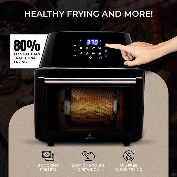 Chefwave Magma 16 Quart Air FryerOvenRotisserieDehydrator and Accessories - CW-AF16