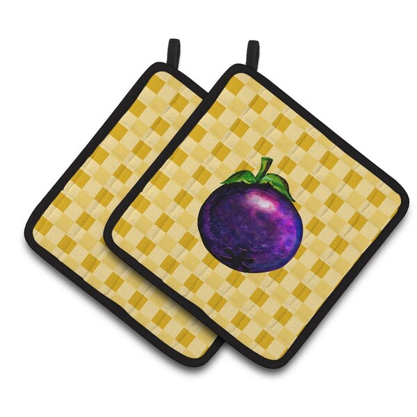 Carolines Treasures Mangosteen on Basketweave Pair of Pot Holders - BB7236PTHD
