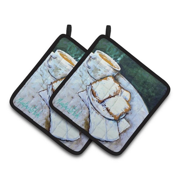 Carolines Treasures Beingets Breakfast Delight Pair of Pot Holders, 7.5 x 3 x 7.5 in. - MW1008PTHD