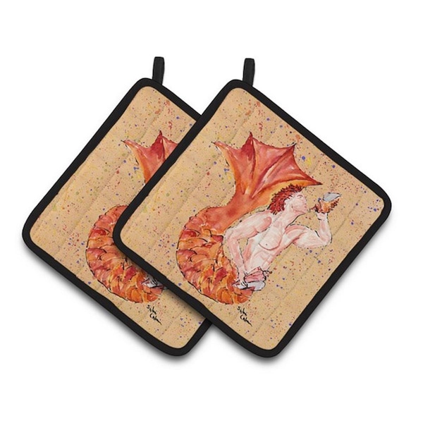 Carolines Treasures Merman Pair of Pot Holders, 7.5 x 3 x 7.5 in. - 8346PTHD