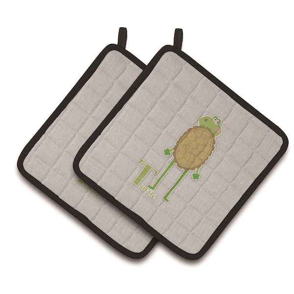 Carolines Treasures Alphabet T For Turtle Pair of Pot Holders - BB5745PTHD