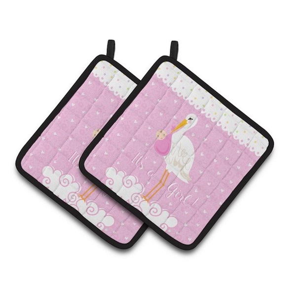Carolines Treasures Its a Baby Girl Pair of Pot Holders, 7.5 x 3 x 7.5 in. - VHA3013PTHD