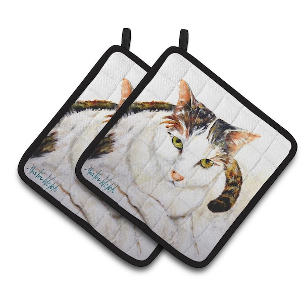 Carolines Treasures Lanie Cat Pair of Pot Holders - MW1334PTHD
