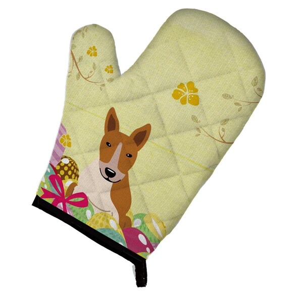 Carolines Treasures Easter Eggs Bull Terrier Red & White Oven Mitt - BB6135OVMT