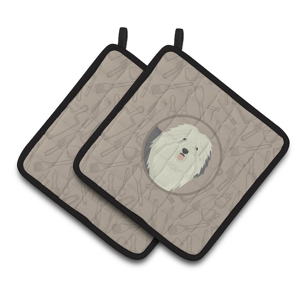 Carolines Treasures Old English Sheepdog In the Kitchen Pair of Pot Holders - CK2199PTHD