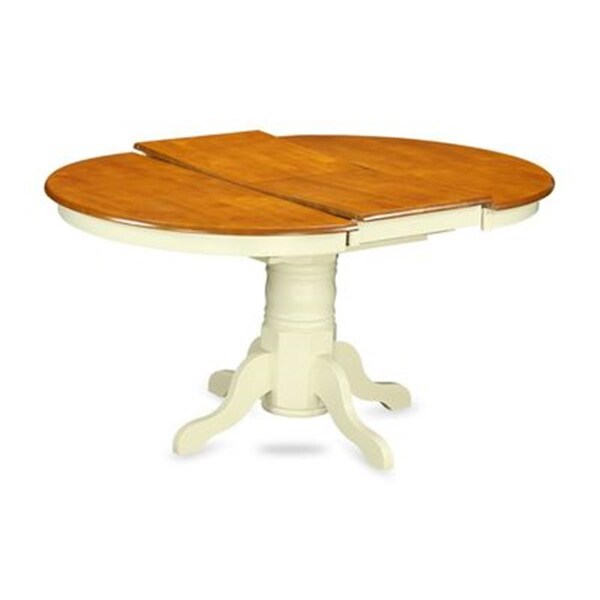 Muebles de Oriente a Occidente - Mesa ovalada Avon con extensión de mariposa de 18 pulgadas - Acabado en blanco y cereza - AVT-WHI-TP