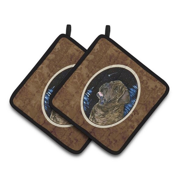 Carolines Treasures Starry Night Mastiff Pair of Pot Holders, 7.5 x 3 x 7.5 in. - SS8463PTHD